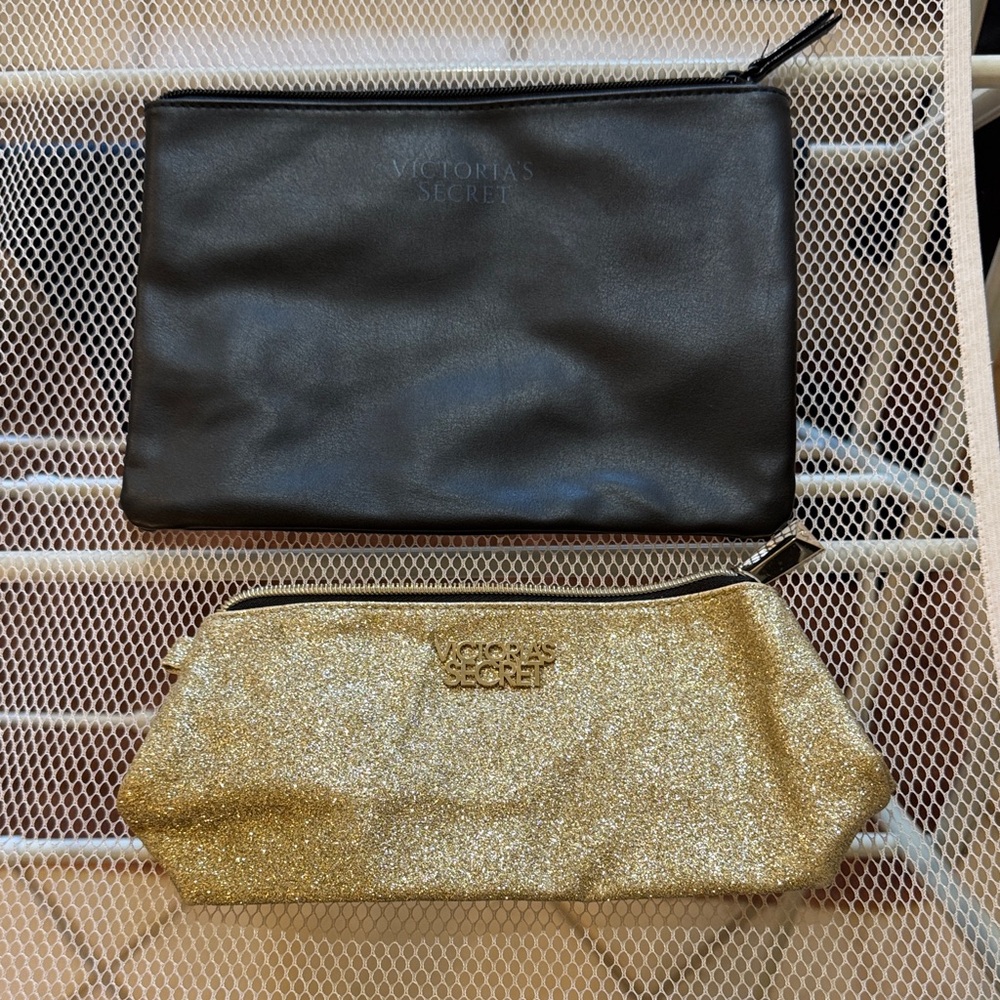 Victoria's Secret Black and Gold Cosmetic Bag Duo